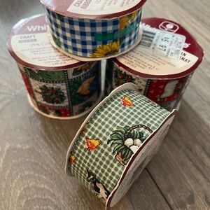 Vintage White Rose Craft Ribbon Set - Multicolor